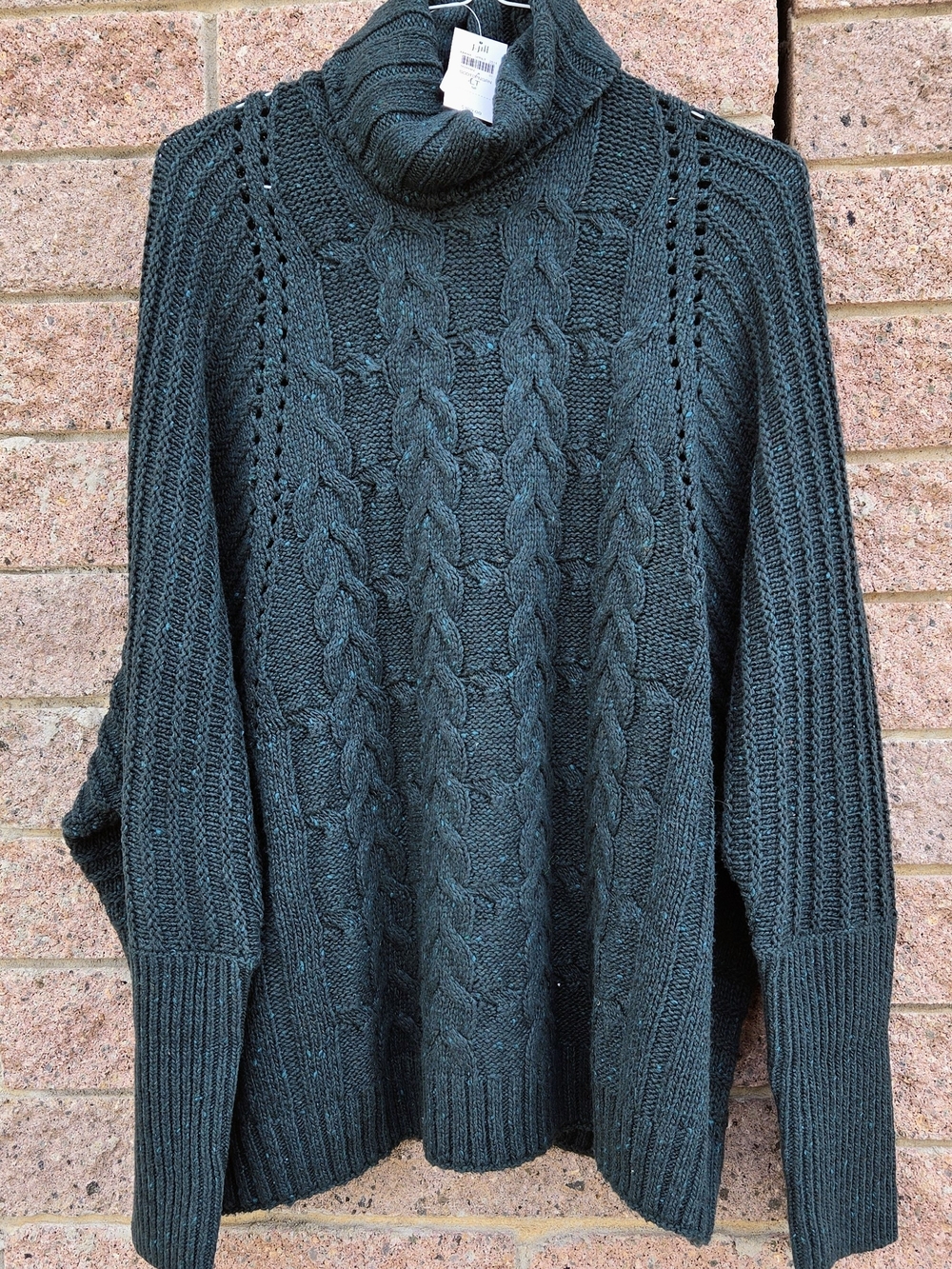 J. Jill Cable Knit Turtleneck Sweater - Deep Teal